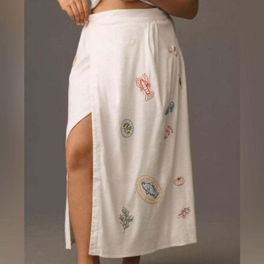 ISO - Maeve embellished linen wrap midi sz 20 or 22